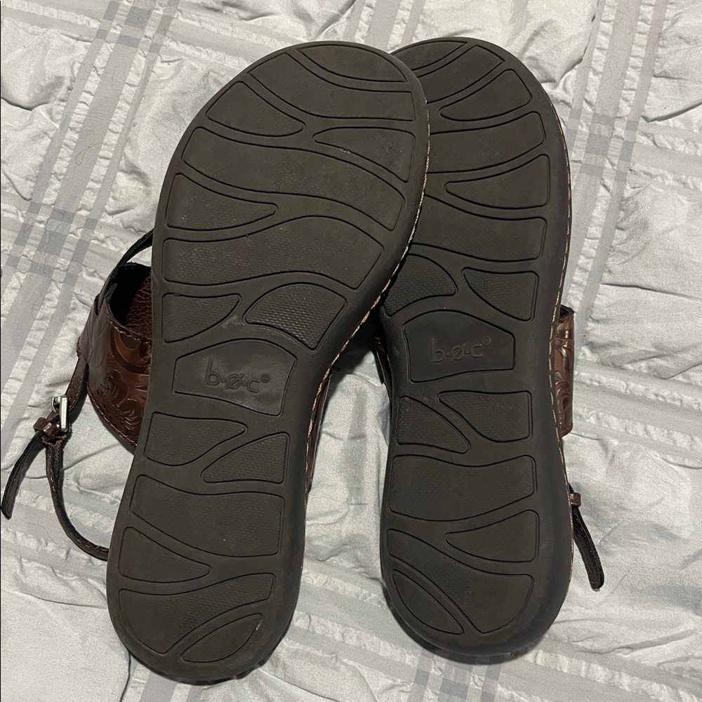 Brown Born Floral Embossed Sandals - Picture 3 of 4